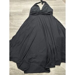 New Women's Signature by Robbie Bee Stretch Halter Top Dress Black Empire Sz 12